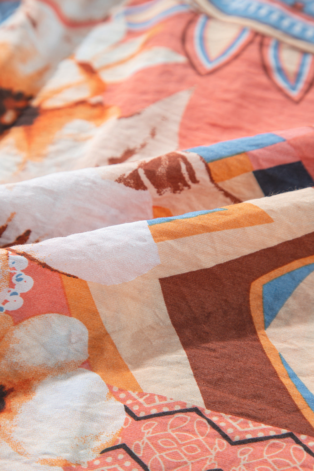 Floral Button-Up Shirred Cuff Shirt