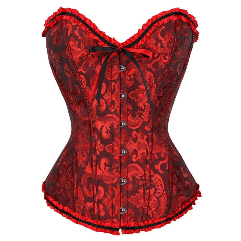 Waist Corset Top Women Bustier Overbust Sexy Lace up Floral Lingerie