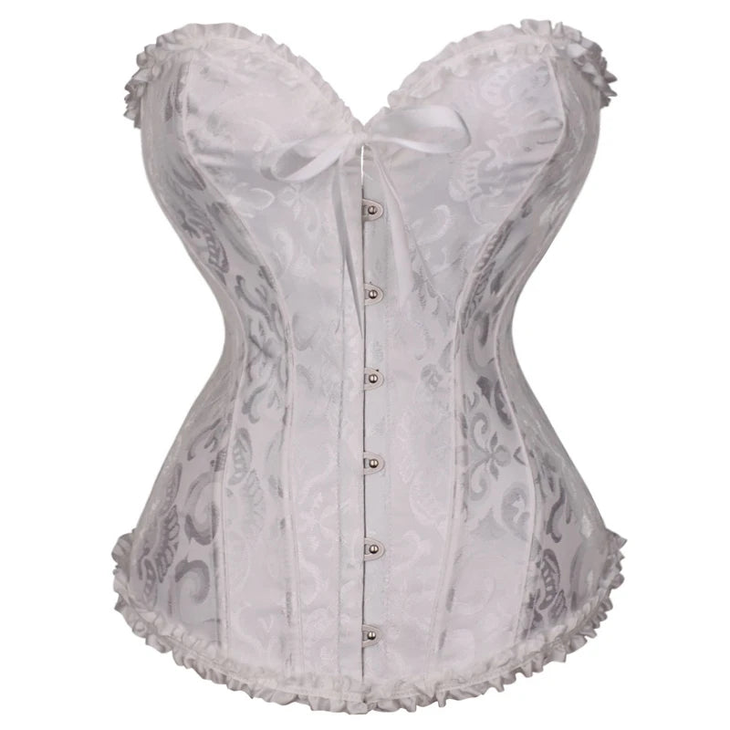 Waist Corset Top Women Bustier Overbust Sexy Lace up Floral Lingerie